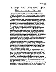 Write a critical analysis of upon westminster bridge