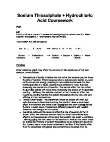 Gcse chemistry coursework sodium thiosulphate