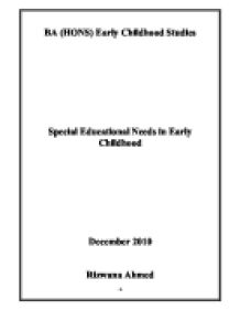 essay on working with special needs